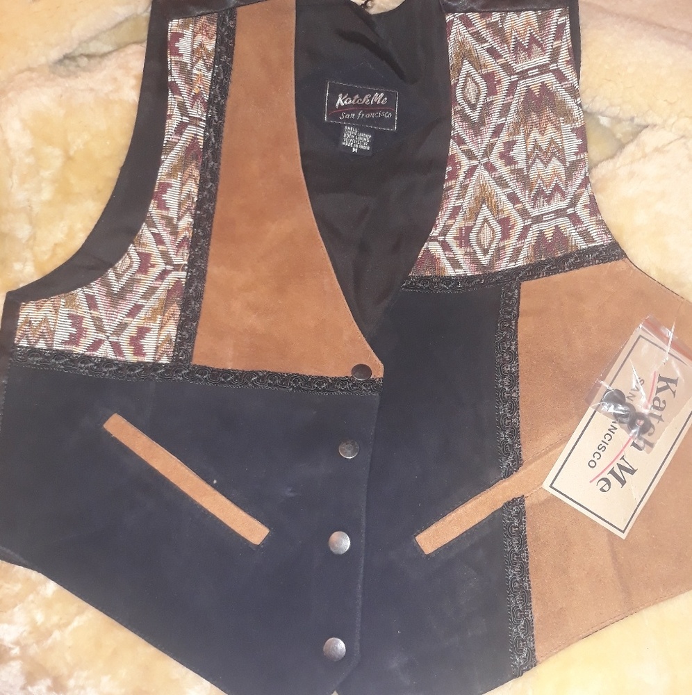 NWT Katch Me leather mens vest